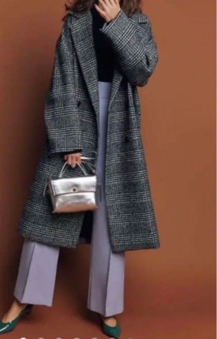 ミラオーウェン　チェック柄　チェスターコート