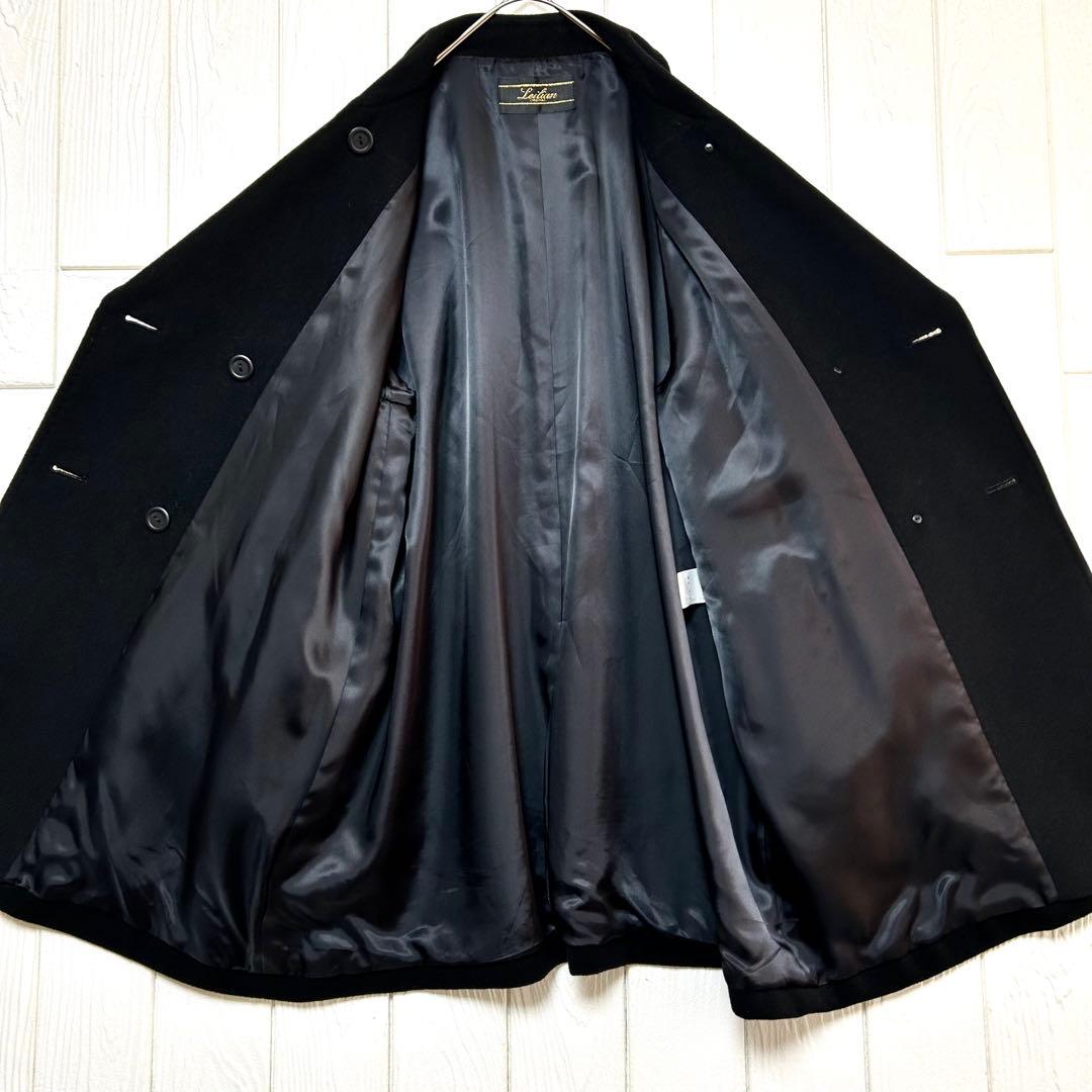 オーバーサイズ 美品 カシミヤ100%レリアン ダブルブレストコート ブラック