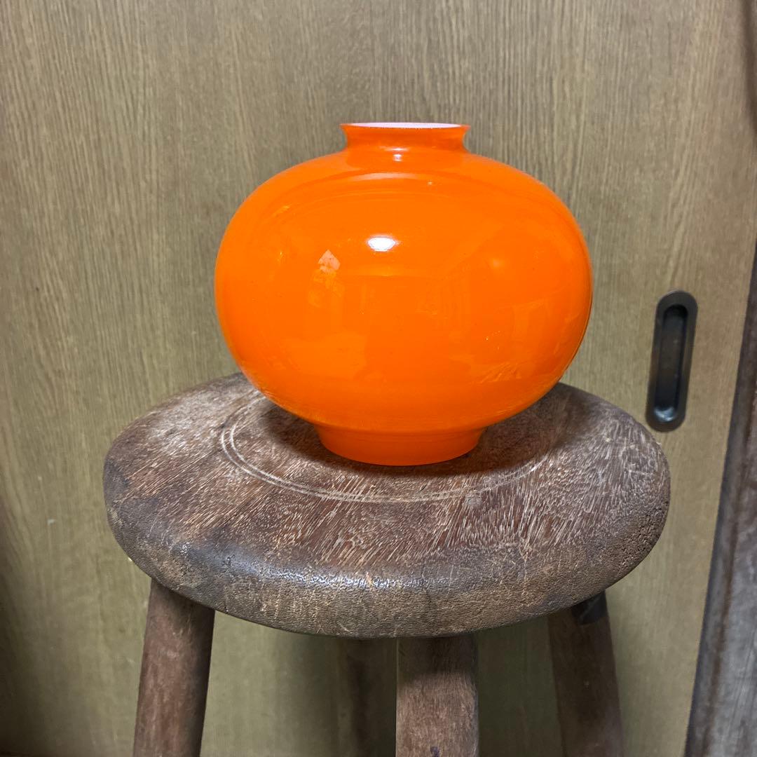 KAITO様‼️昭和レトロ照明ランプガラスカバー傘当時物レトロポップオレンジ　希少