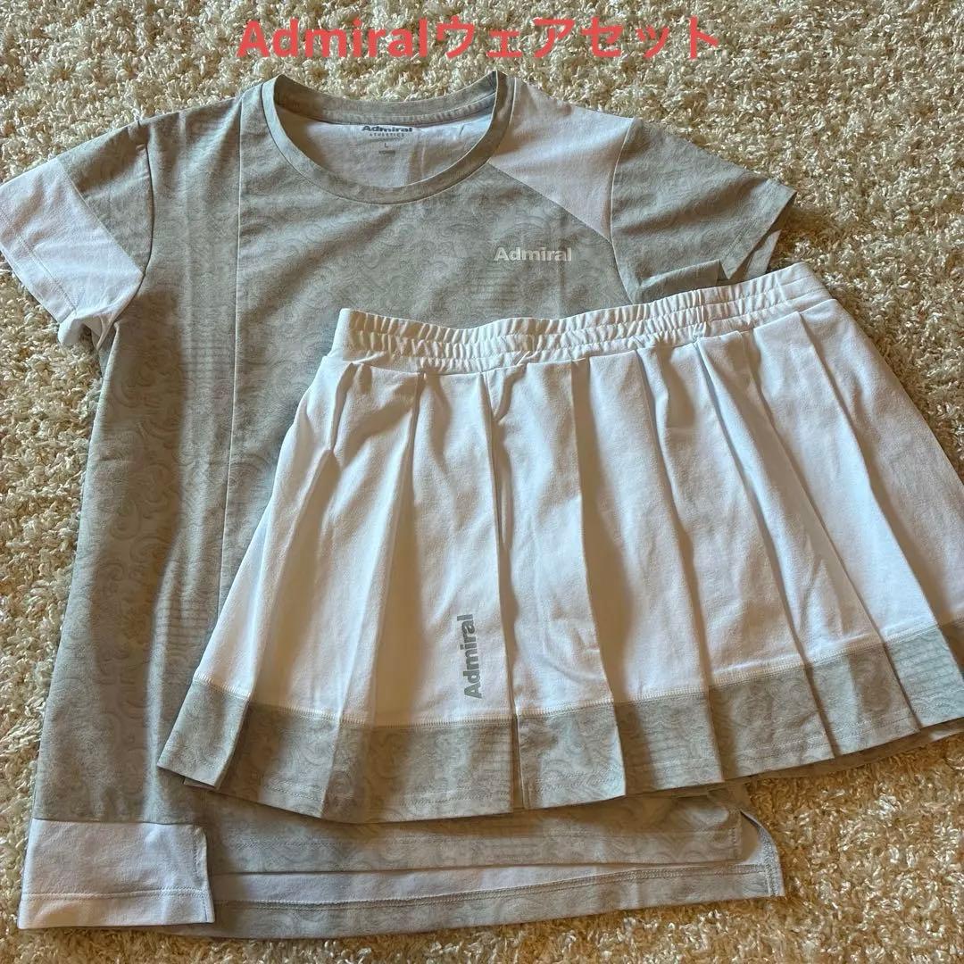 Admiral テニスウェア セット Lサイズ ホワイト/グレー