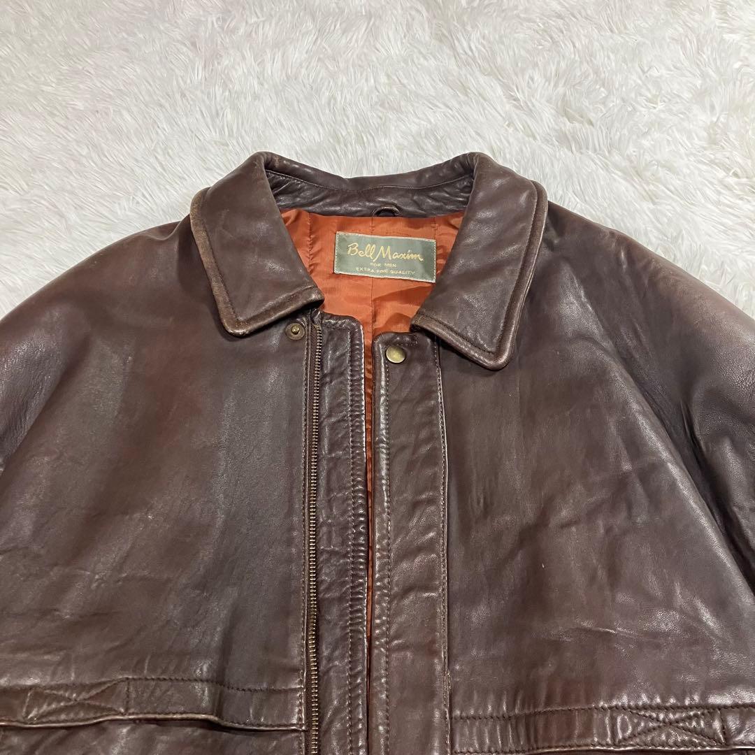 オールド ラムレザー 短丈ジャケット メンズ ブラウンL 古着 羊革 90s