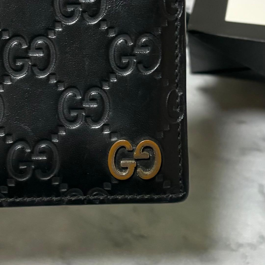 GUCCI グッチ GGシマ 二つ折りメンズ 財布 ブラック