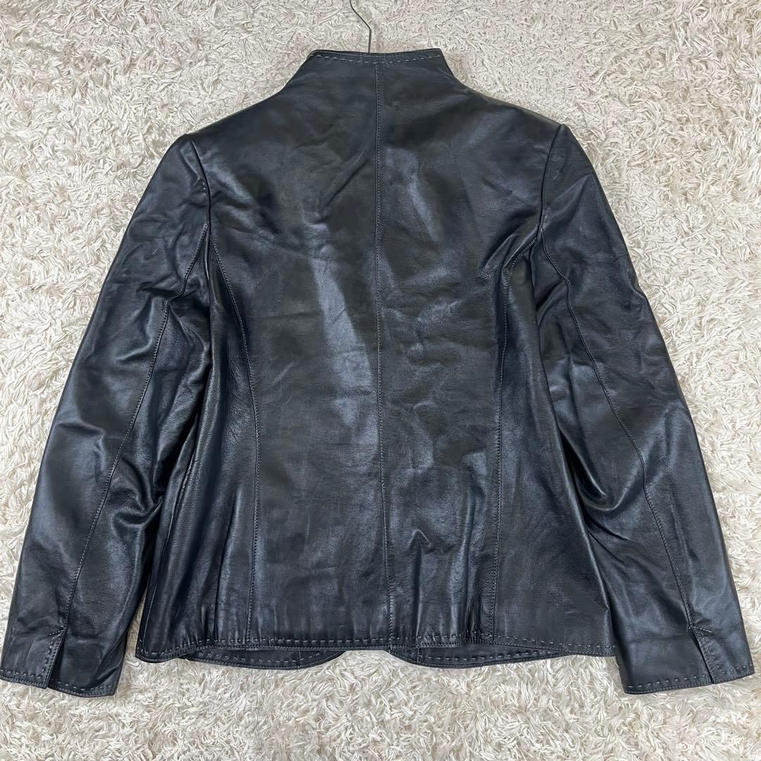 BALMAIN ラムレザー 羊革 ジャケット 大きいサイズ 裏地総柄ロゴ 2XL