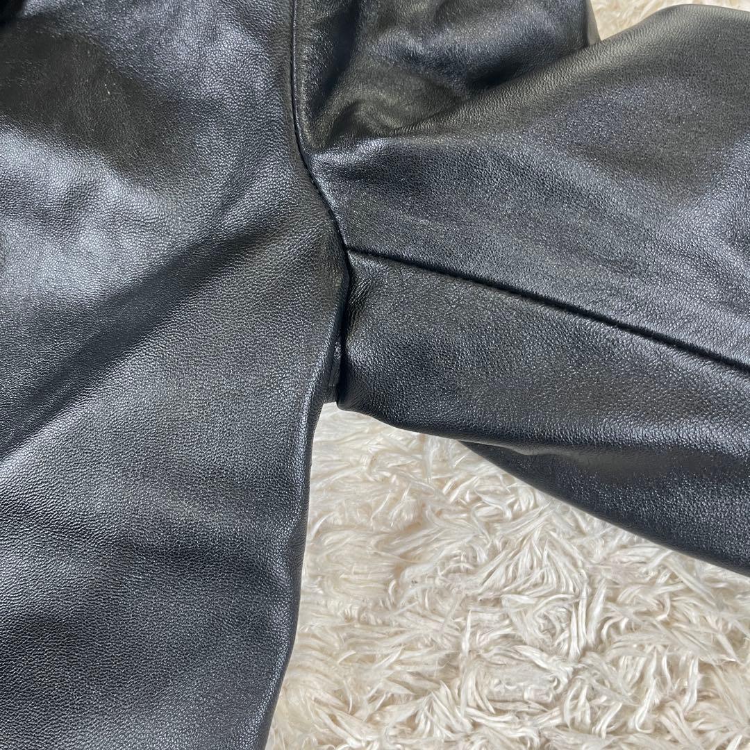 BALMAIN ラムレザー 羊革 ジャケット 大きいサイズ 裏地総柄ロゴ 2XL