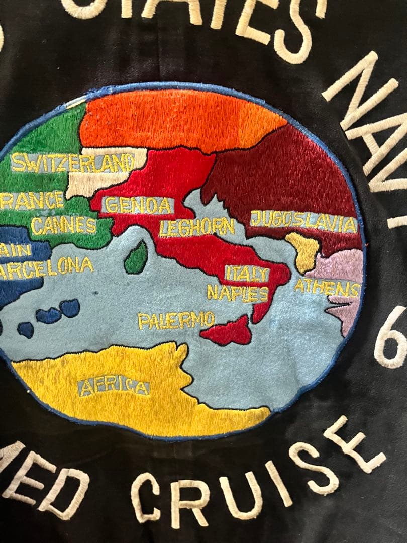 スカジャン　　スーベニアジャケット　黒別珍　地図