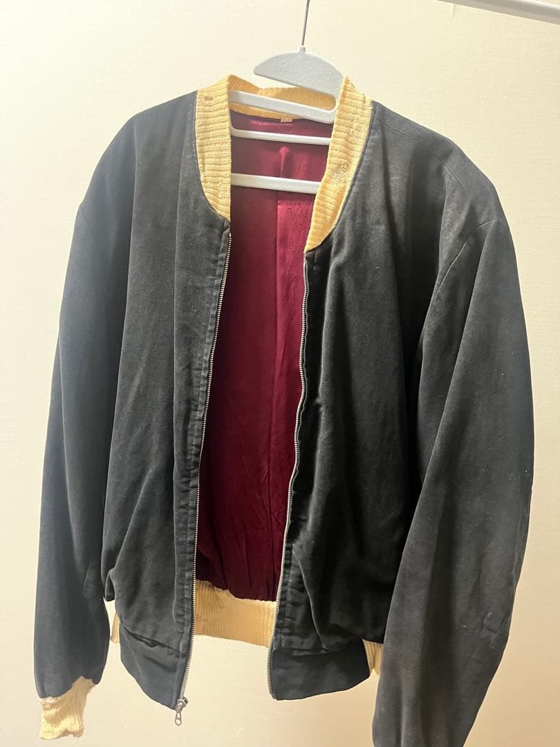 スカジャン　　スーベニアジャケット　黒別珍　地図