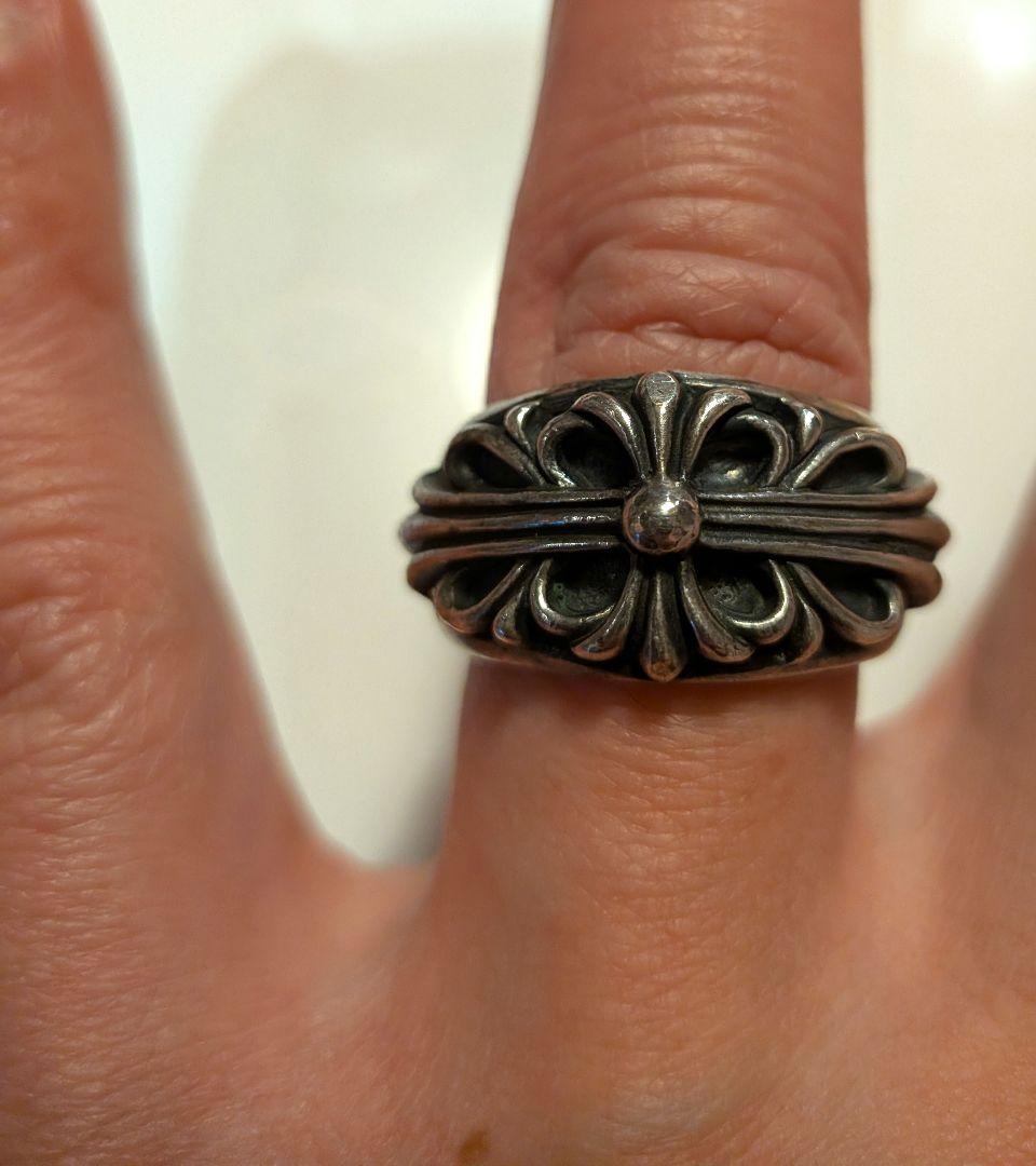 ヴィンテージ シルバー925 フローラルクロスリング18から19号（約19g）