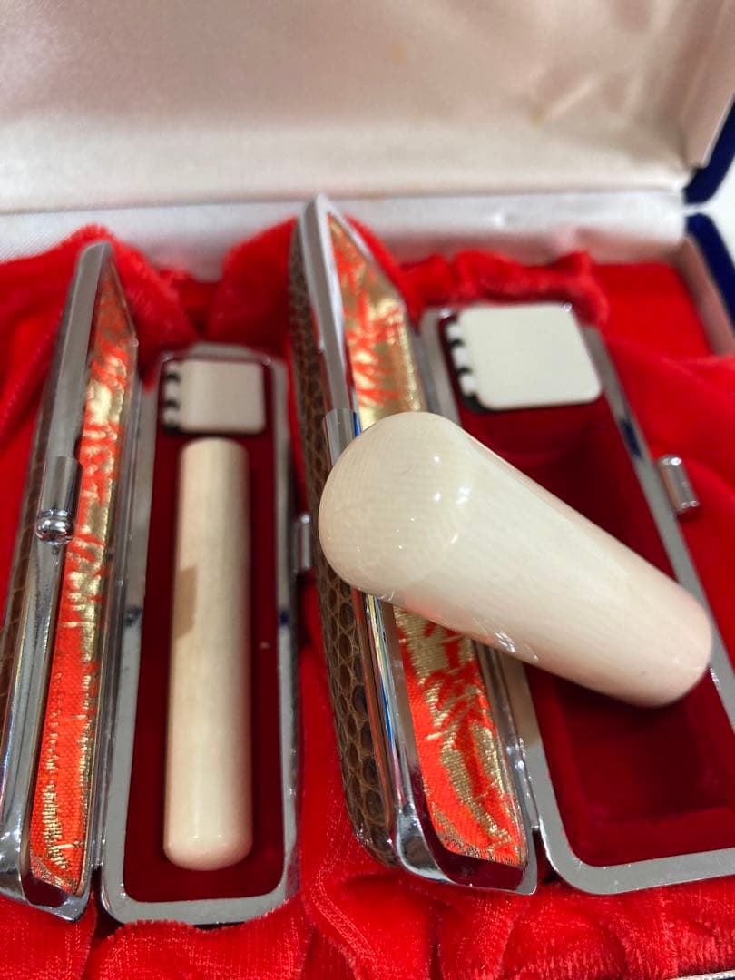 印鑑石 印鑑用　象牙調　パワーストーン　4本セット