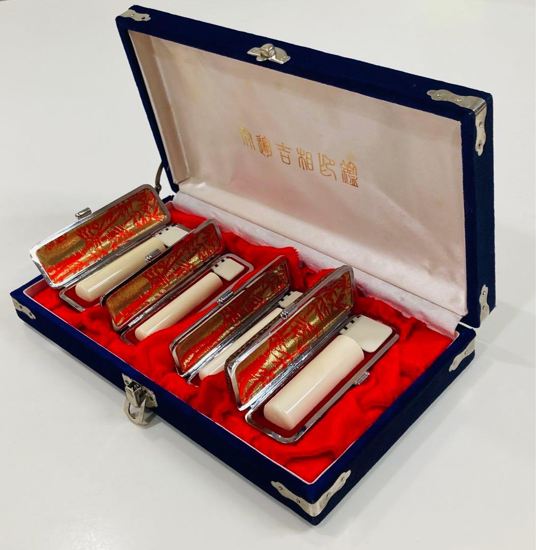 印鑑石 印鑑用　象牙調　パワーストーン　4本セット