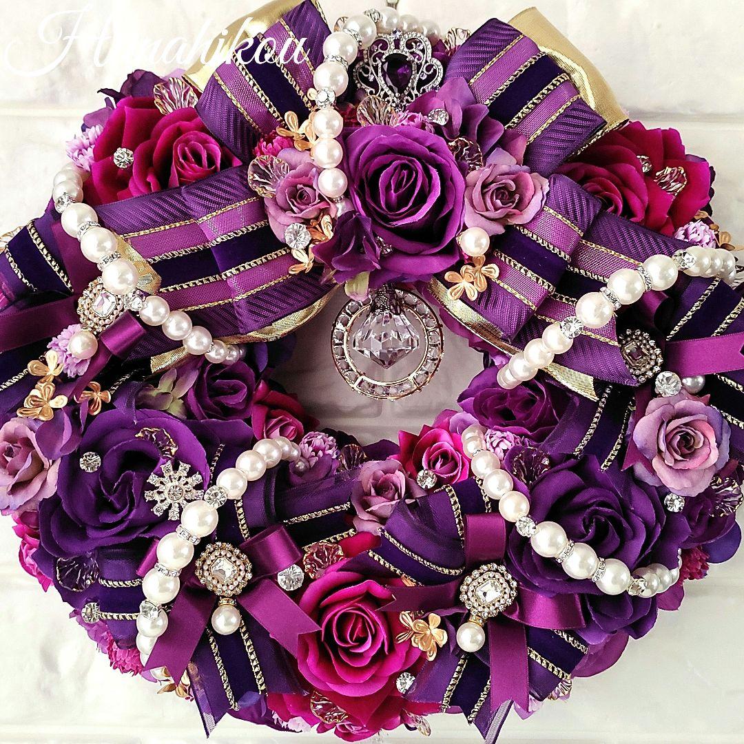 パープルローズの豪華ロイヤル特大ジュエルリース♪♪☆*