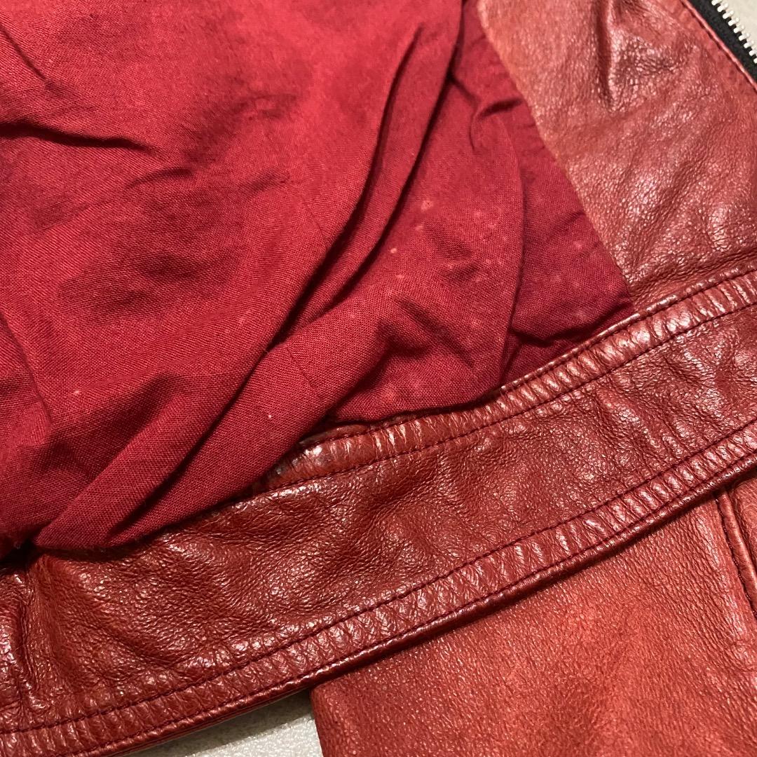 STIMULUS y2k ショート丈 豚革 シングルライダースジャケット 赤