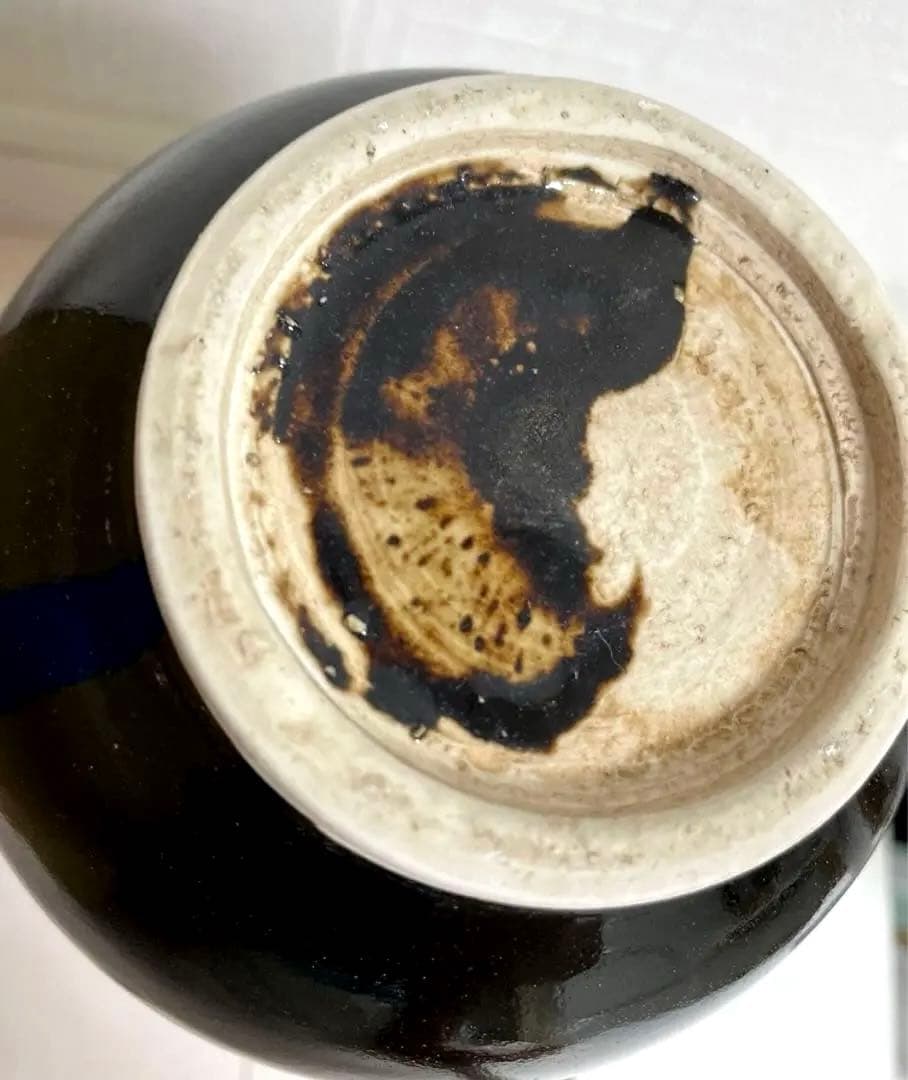 中国 定窑 黑釉瓶 骨董品 陶芸 古美術。