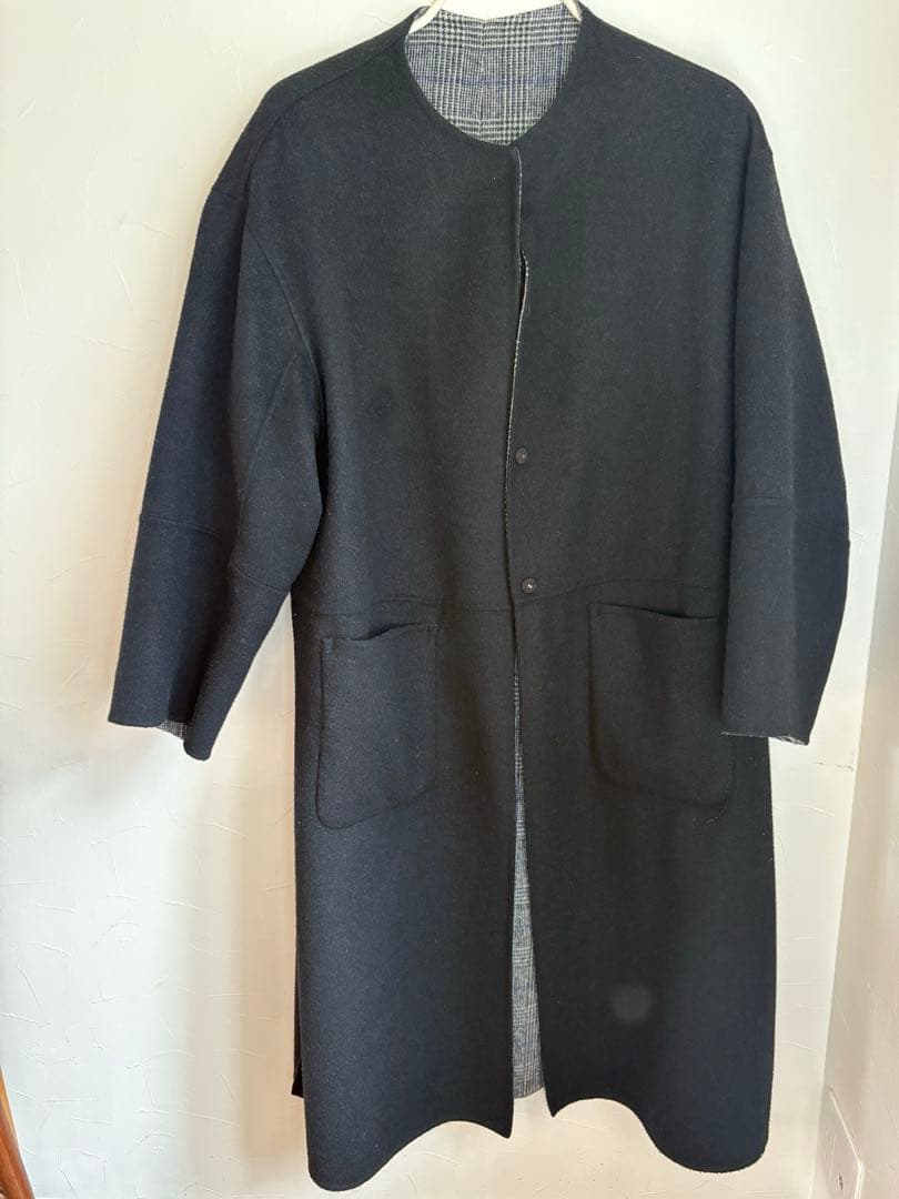 B.C STOCKノーカラーコート コート S120ブレンドリバーシブルコート