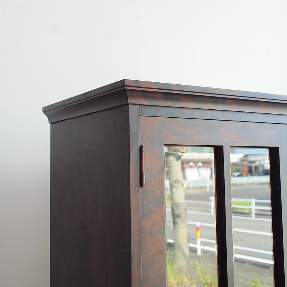 和光株式会社 「北海民芸」樺材 ガラス扉の書棚 民芸家具 本棚 キャビネット