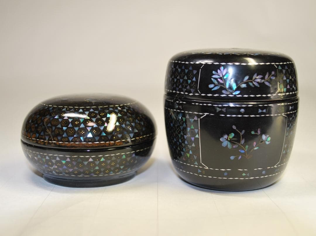 香合　棗　セット　木製　螺鈿細工　漆塗り