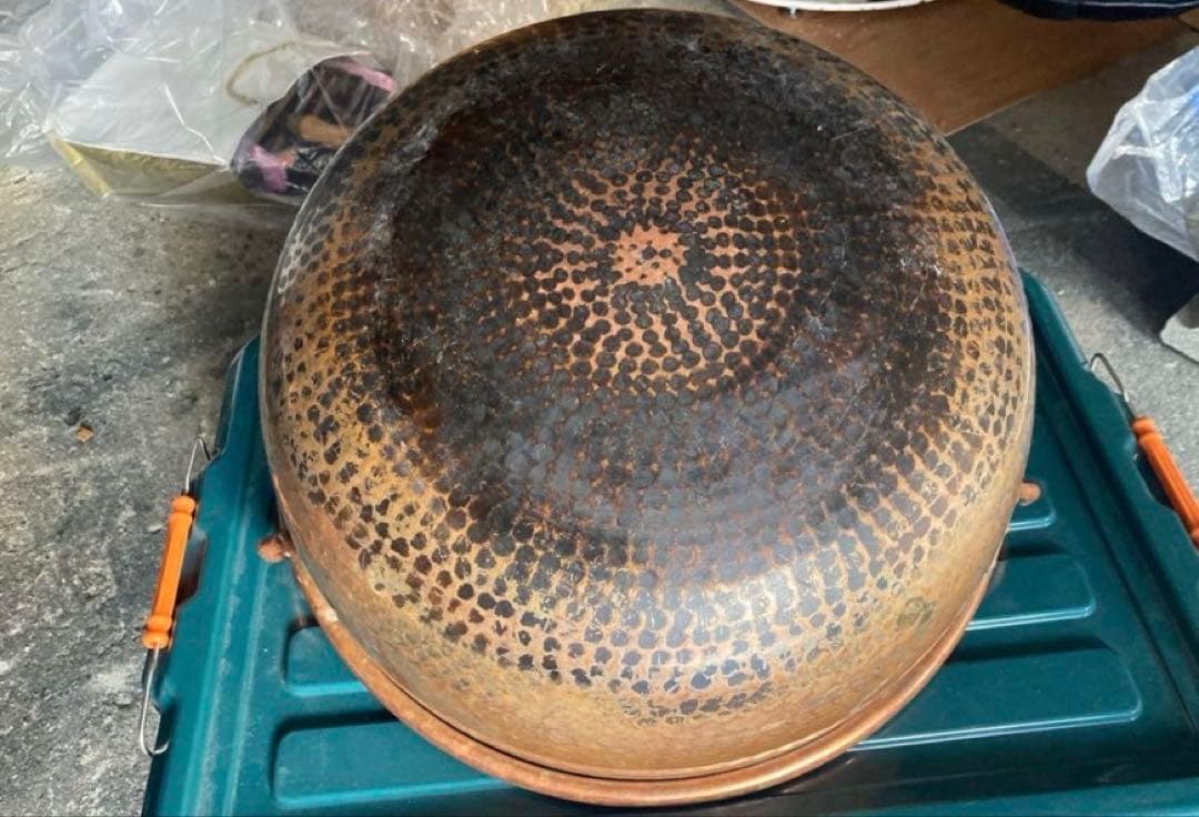 銅製ハンマード両手鍋 直径約40cm