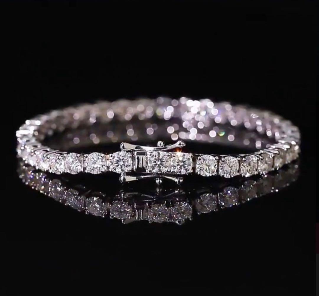 「奇跡の輝き」3mmモアサナイト×S925テニスチェーンブレスレット