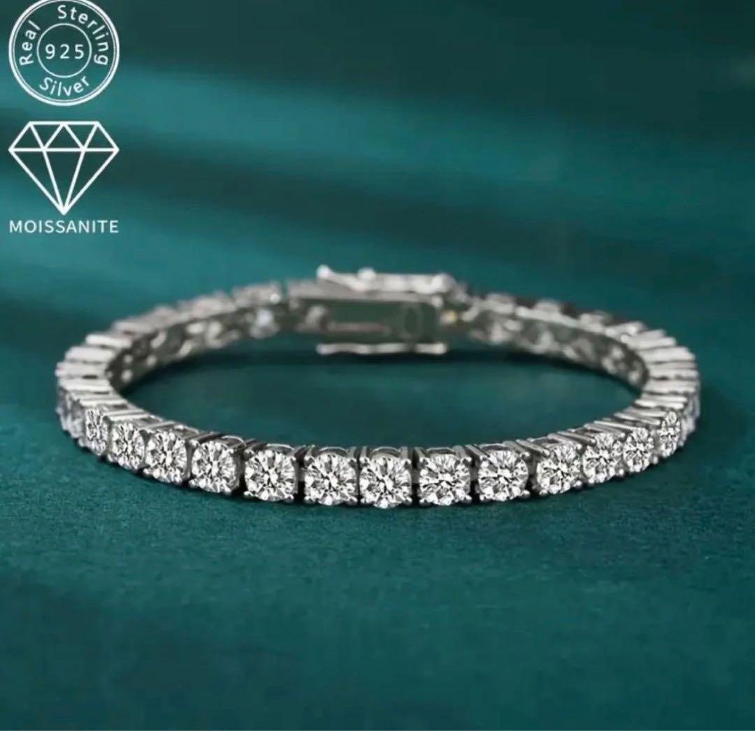 「奇跡の輝き」3mmモアサナイト×S925テニスチェーンブレスレット