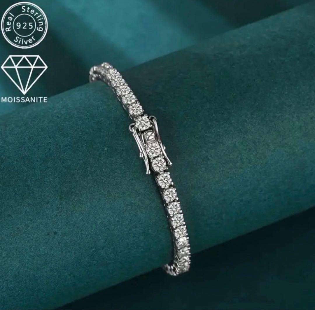 「奇跡の輝き」3mmモアサナイト×S925テニスチェーンブレスレット