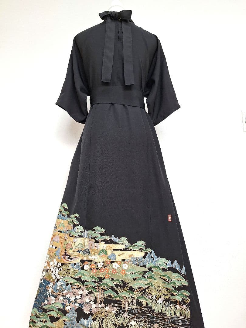 着物リメイクワンピース3679