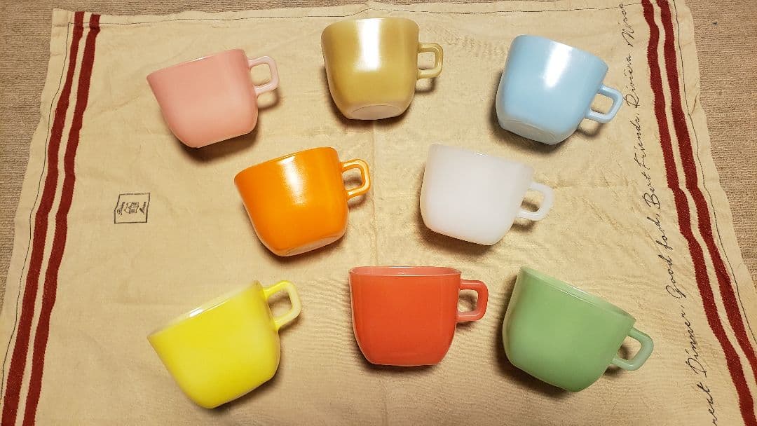 【レア品】ミルクマグ  1950年 8個 フランス アンティーク オパール