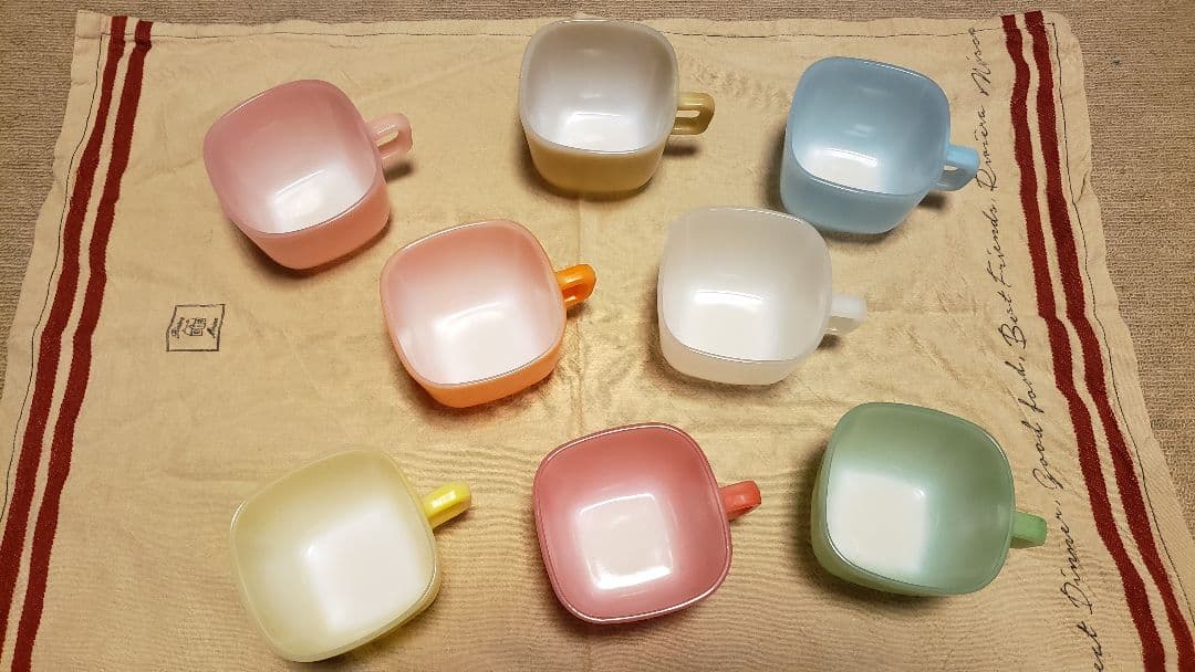 【レア品】ミルクマグ  1950年 8個 フランス アンティーク オパール