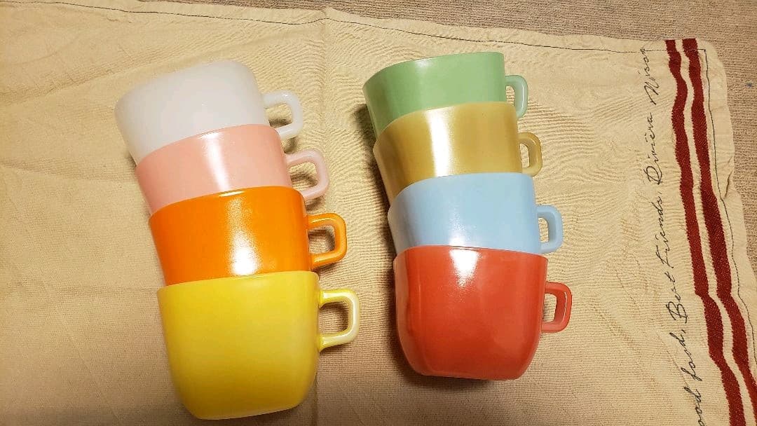 【レア品】ミルクマグ  1950年 8個 フランス アンティーク オパール