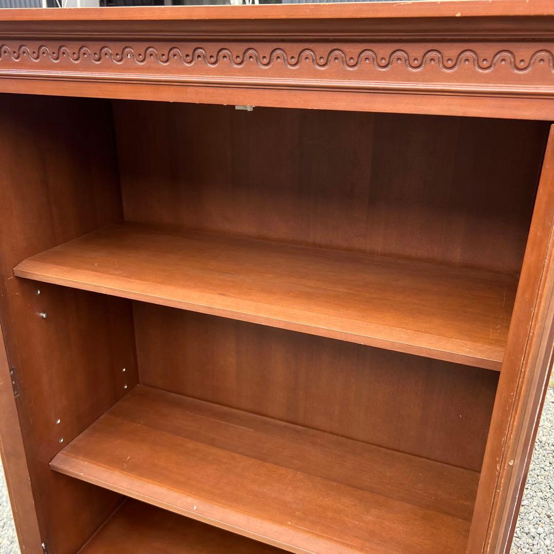 アンティーク 木製 キャビネット 飾り棚 ディスプレイ ガラス扉 猫脚