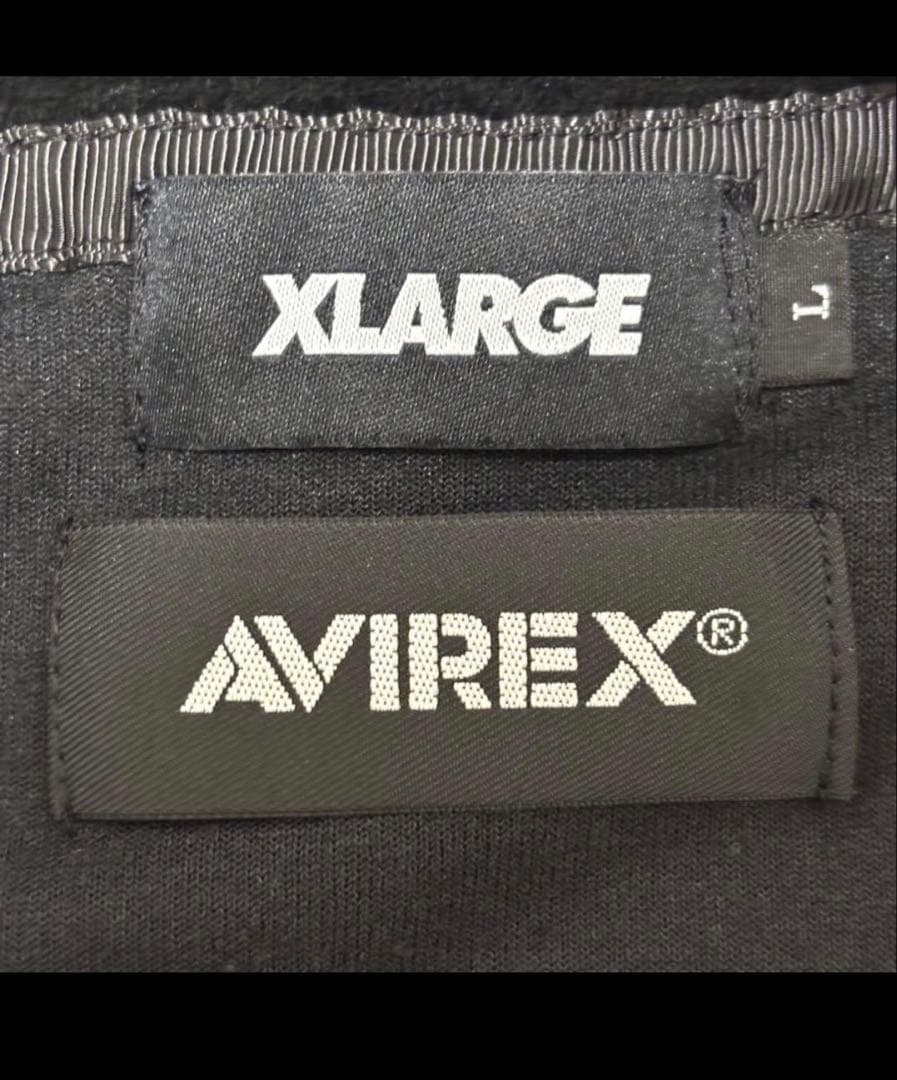 希少 AVIREX × X-LARGE ベロア 刺繍 ブルゾン Lブラック