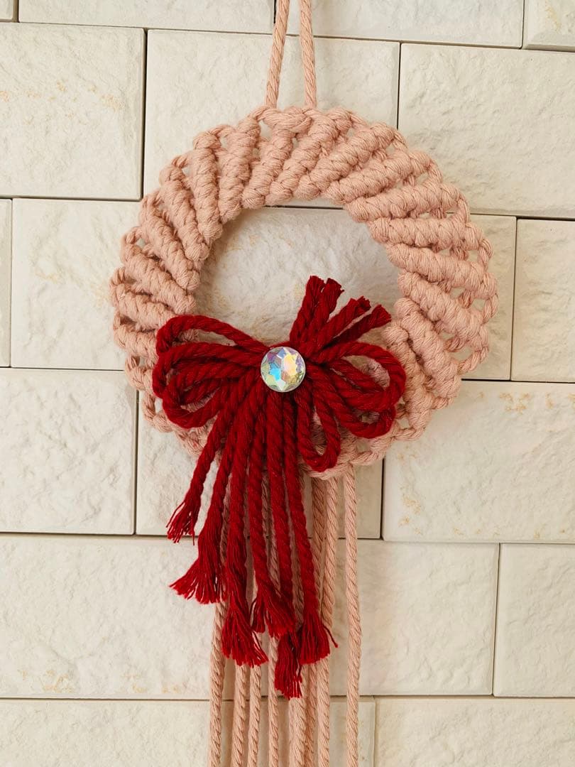 NO．433『マクラメ・クリスマスリース・ピンク』