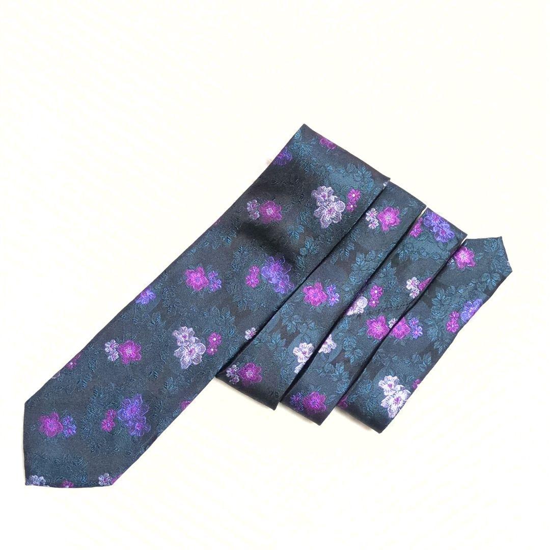 未使用級　KENZO　ネクタイ　花柄　植物柄　ボタニカル　刺繍　卒入学式