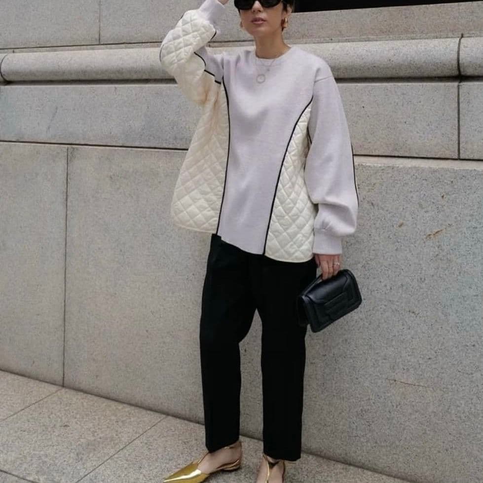 MACHATT♡マチャット キルティングドッキングニット セーター 異素材 長袖