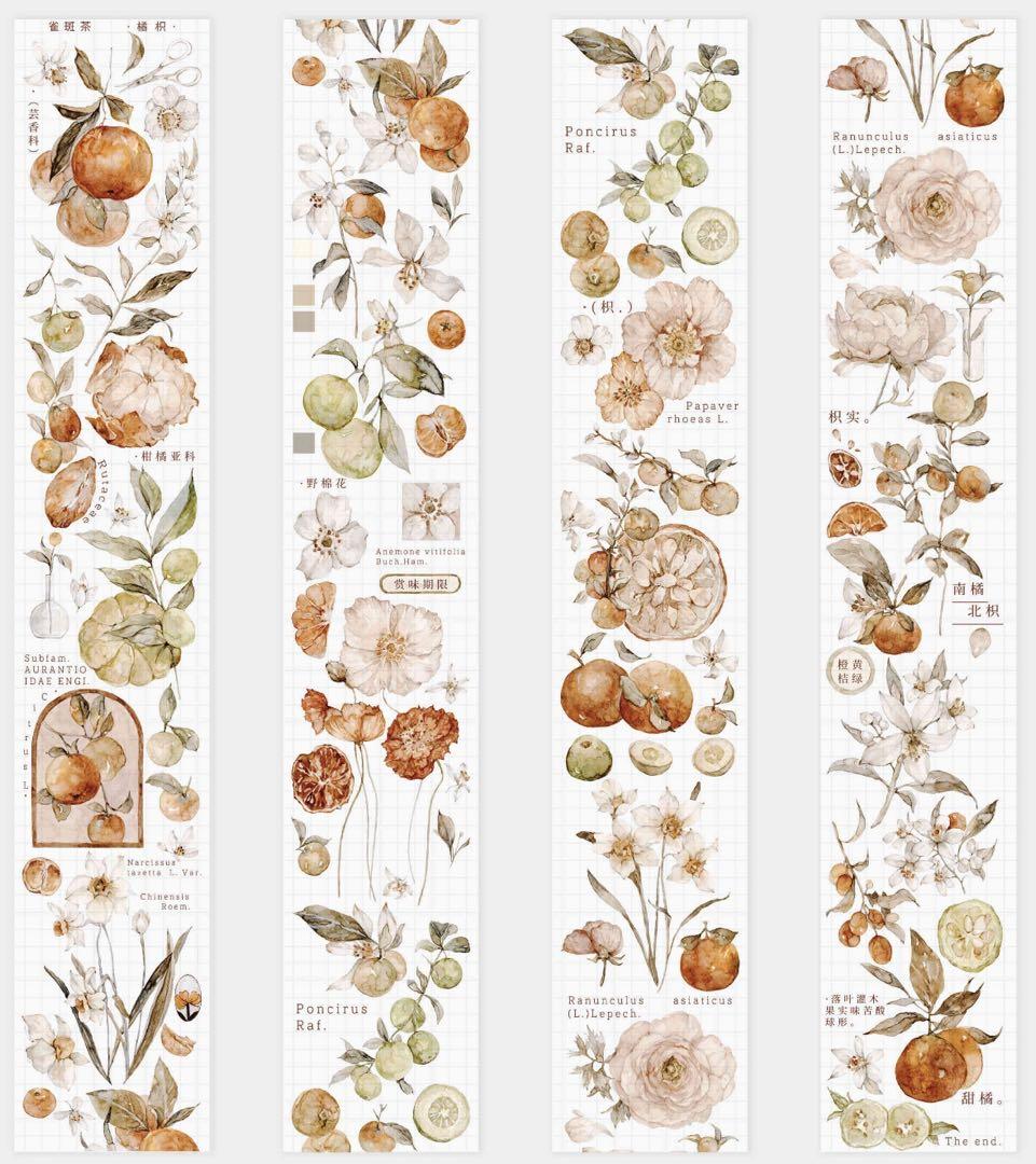 海外マスキングテープ 巻き売り No.243 果物 花柄 植物