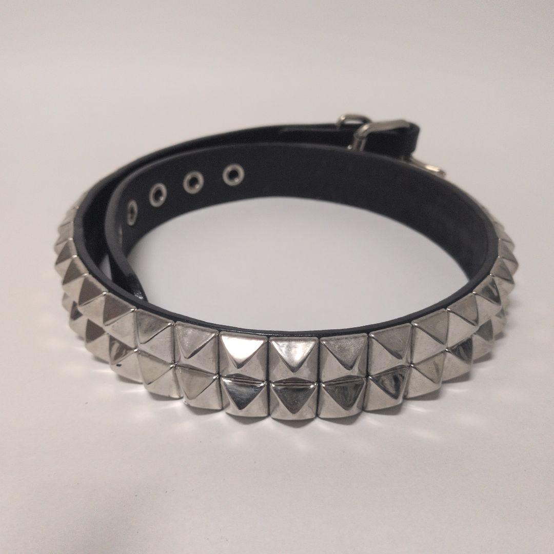 【未使用】666 2連ピラミッドベルト スタッズベルト