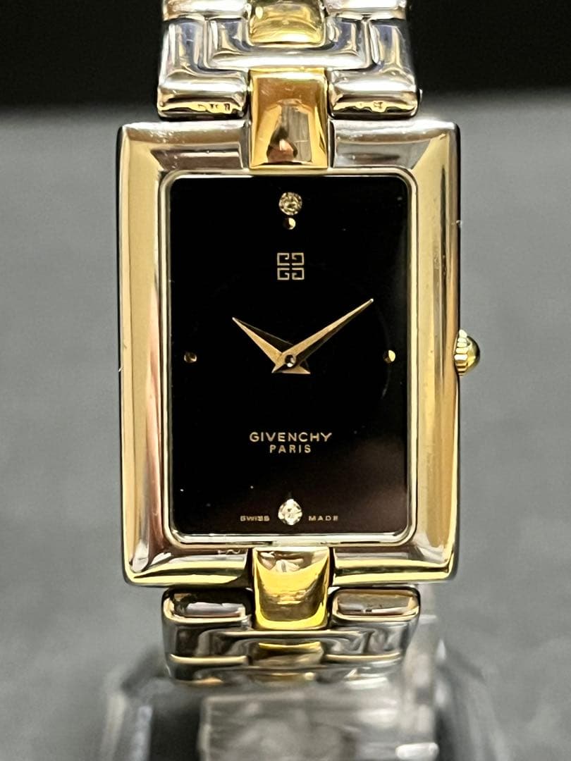 ★超絶美品　ジバンシー SS 石付　ブラック文字盤 レディース腕時計　動作良好