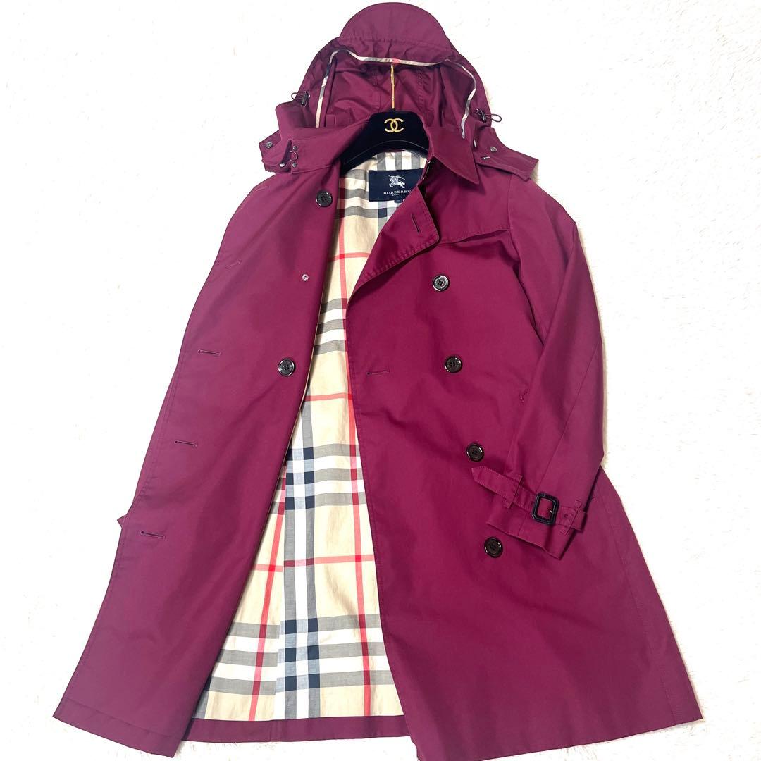 極美品☆バーバリーロンドントレンチコートメガチェックボルドー