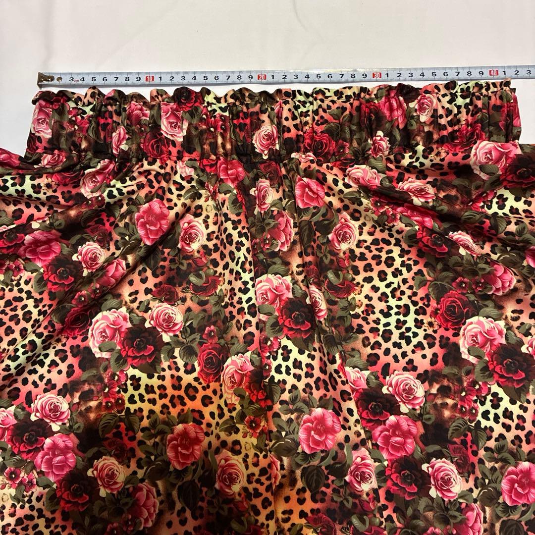 薔薇バラ花柄ヒョウ柄豹柄全円サーキュラースカート ロカビリーロックンロール