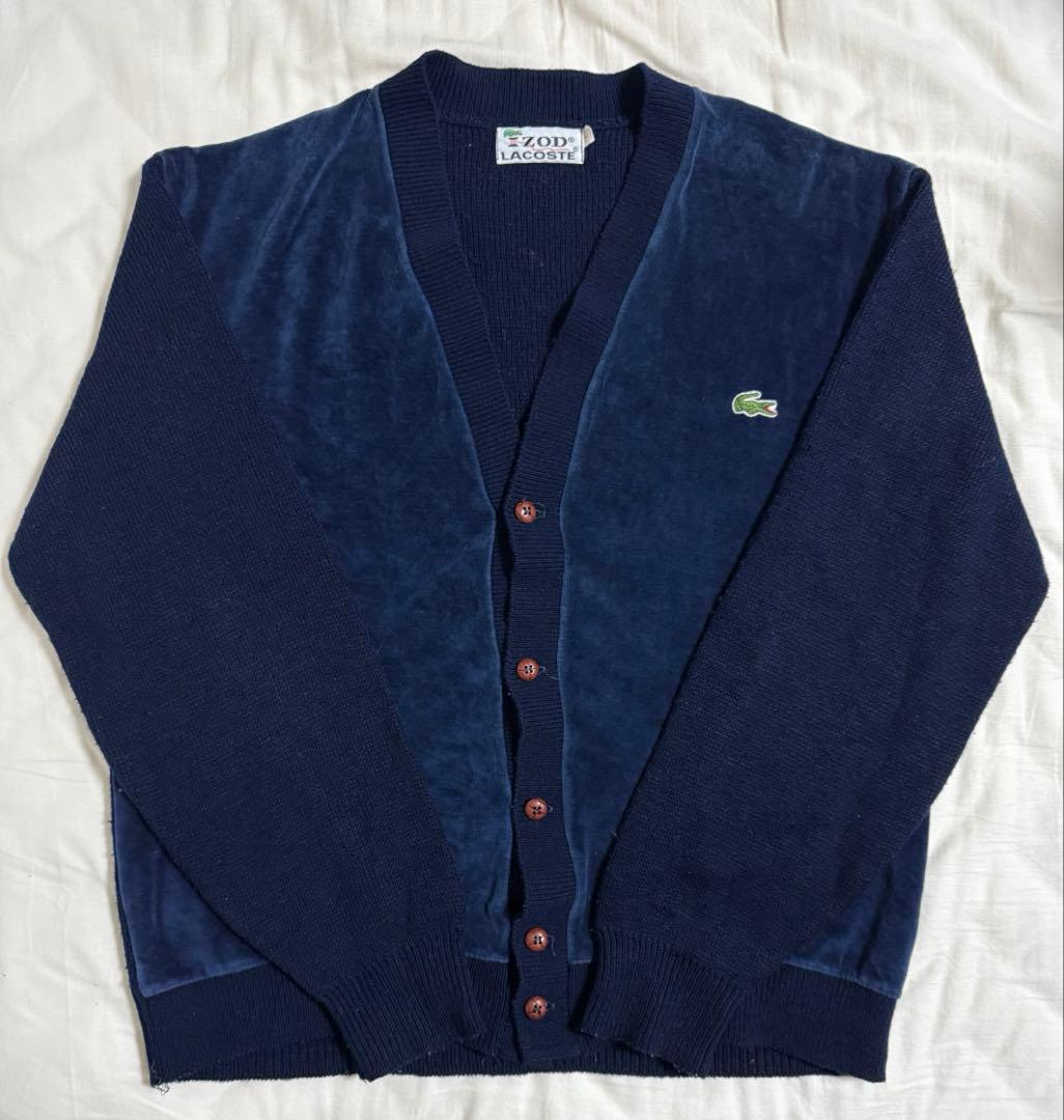 珍品70s IZOD LACOSTE ネイビーカーディガン コーデュロイ糸巻タグ
