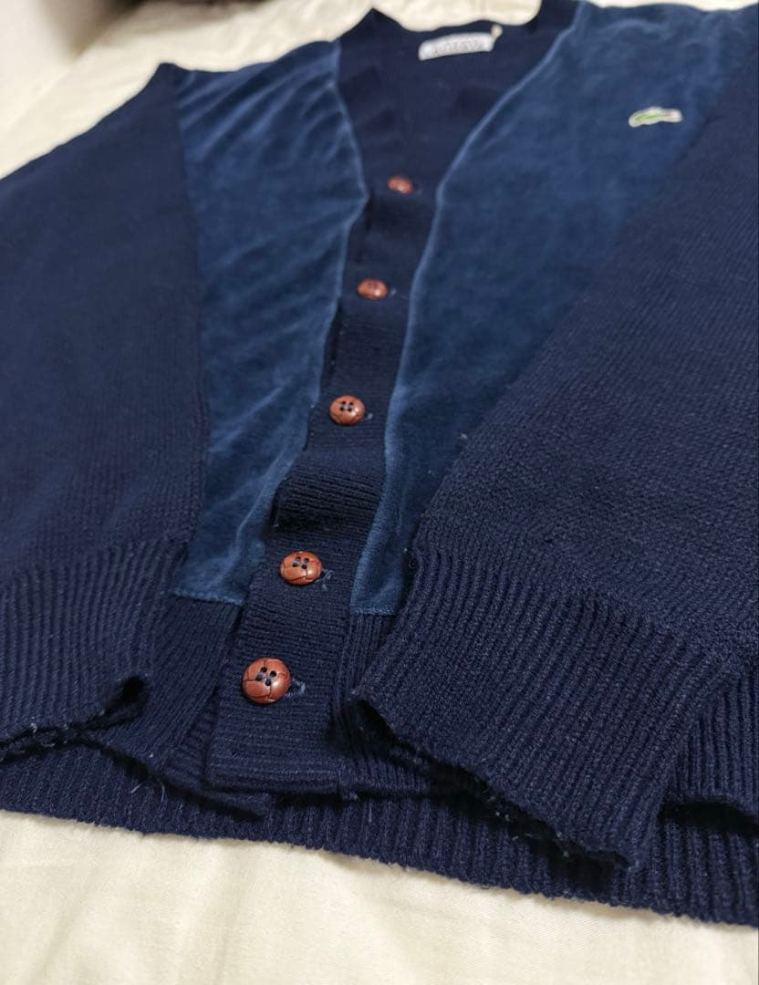 珍品70s IZOD LACOSTE ネイビーカーディガン コーデュロイ糸巻タグ