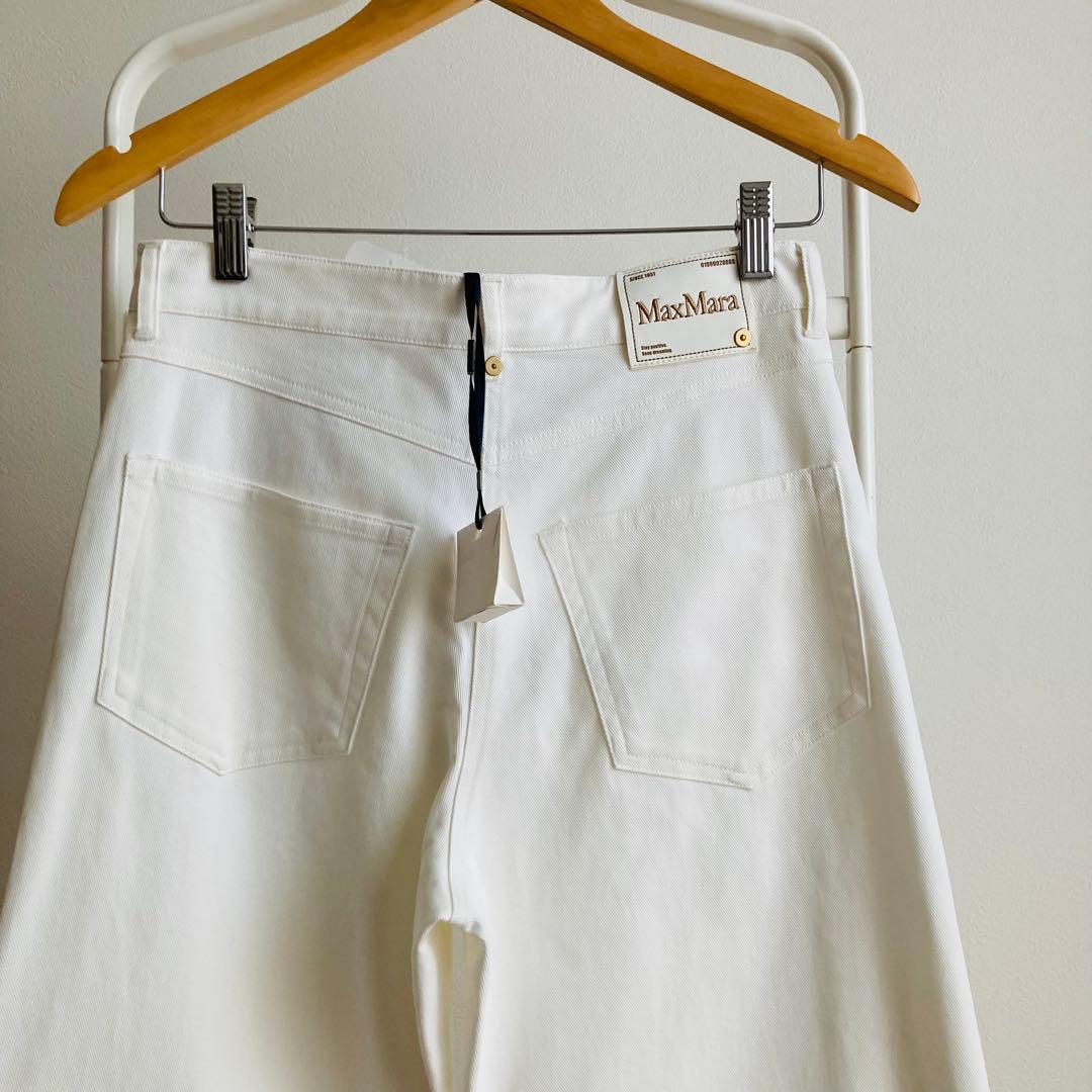 新品　エスマックスマーラ　デニム　ホワイト　ロールアップ　ジーンズ　36 パンツ