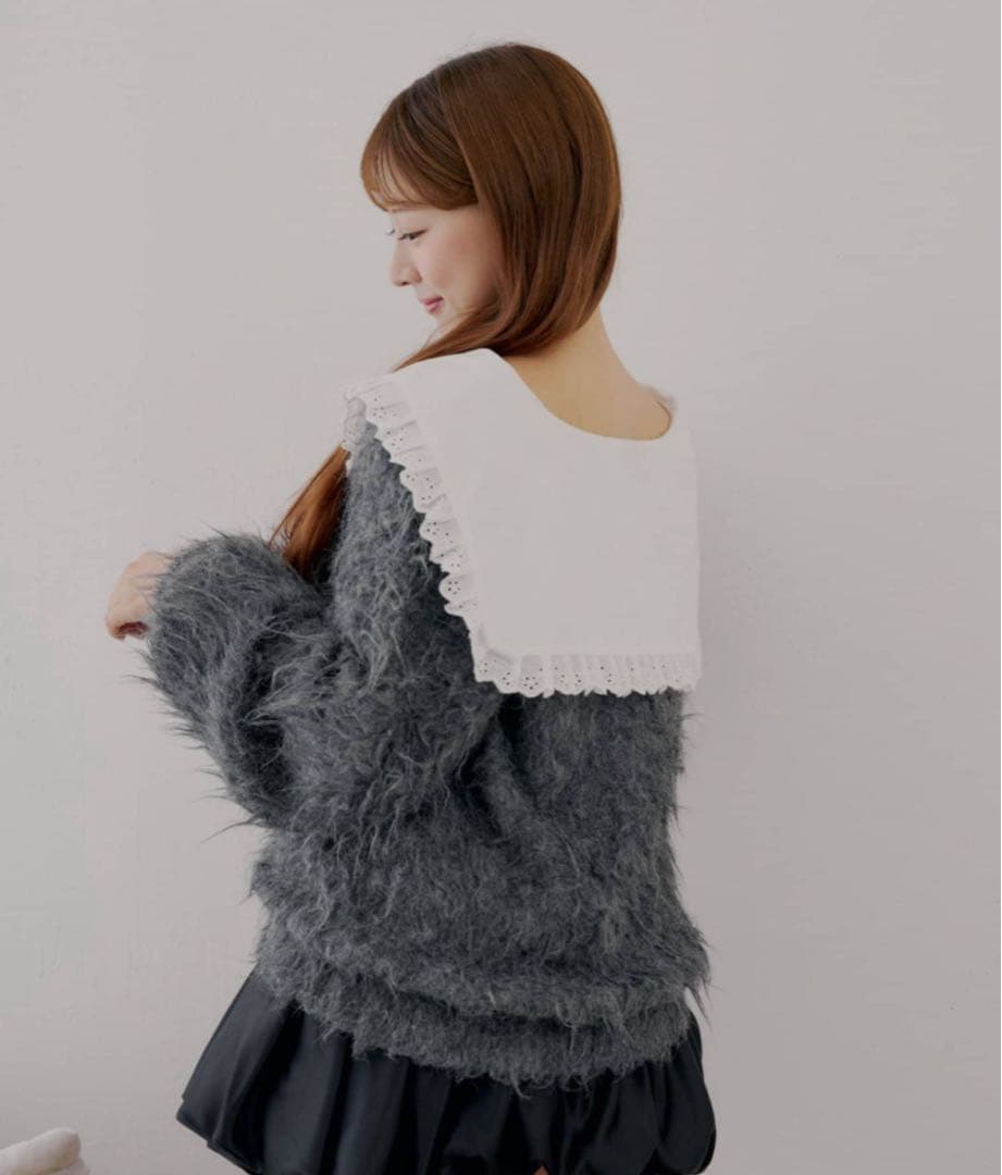 Chico セーラー襟付きシャギールーズニット namiコラボ