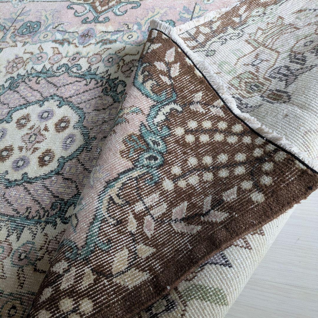 117×201 メダリオンコスモスピンク　トルコヴィンテージラグ