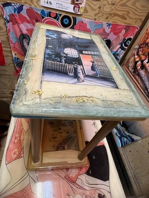 和風　レジン　日本画　アート　サイドテーブル　土屋光逸（四ツ谷荒木横丁）歌川広重