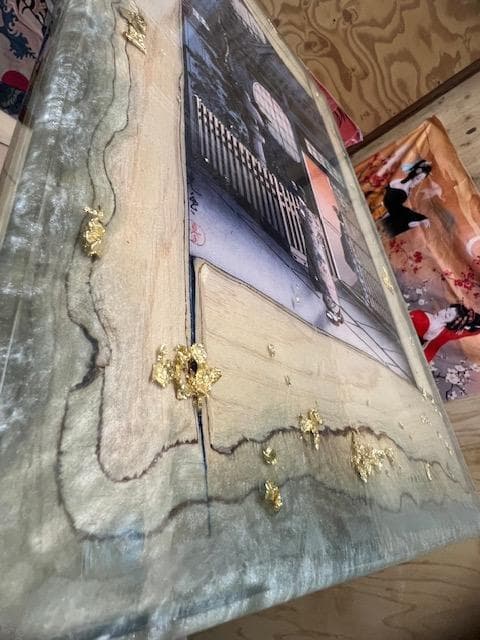 和風　レジン　日本画　アート　サイドテーブル　土屋光逸（四ツ谷荒木横丁）歌川広重