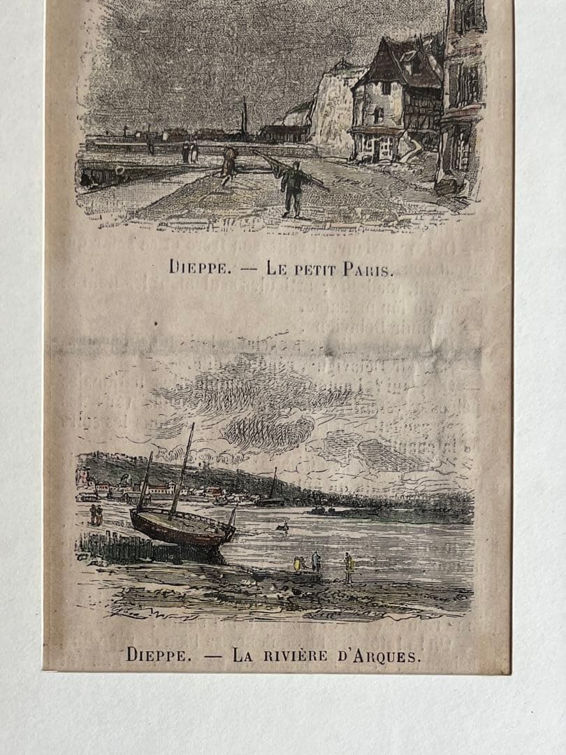 ◆フランスアンティーク｜版画田舎の暮らし風景ノルマンディー絵画額フレーム壁掛け