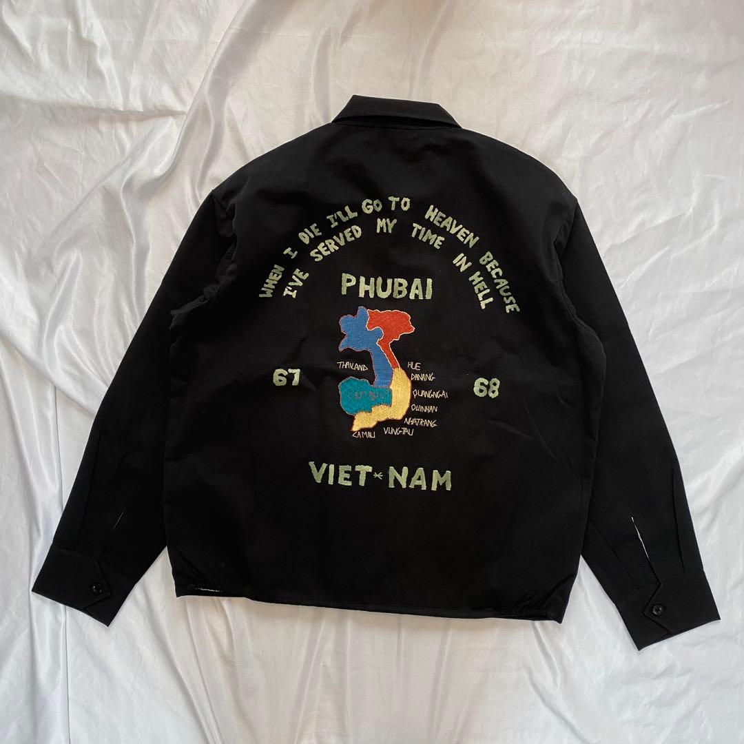 ベトジャン スカジャン ジャケット ミリタリー 黒 ジップアップ L 55