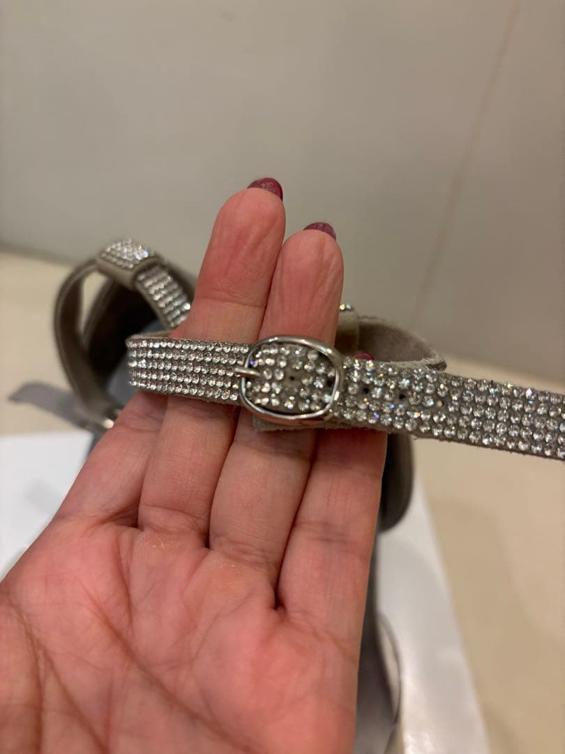 ベストボディジャパン公式ヒール シルバー アンクルストラップ ハイヒール23cm