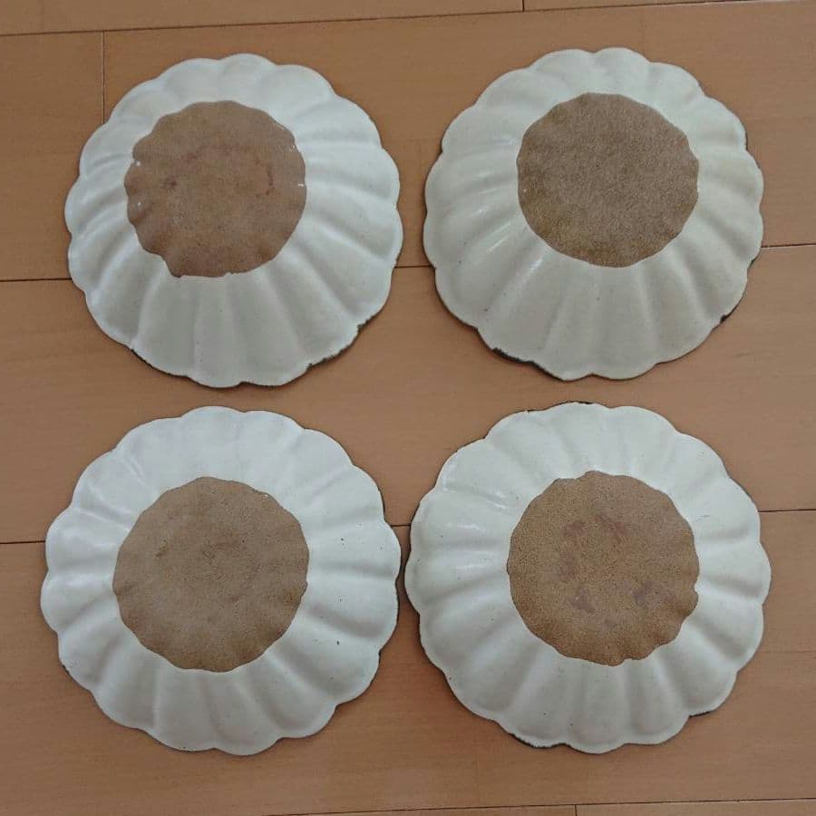 【石岡信之】花皿4枚セット　プレート　食器　ホワイト　白