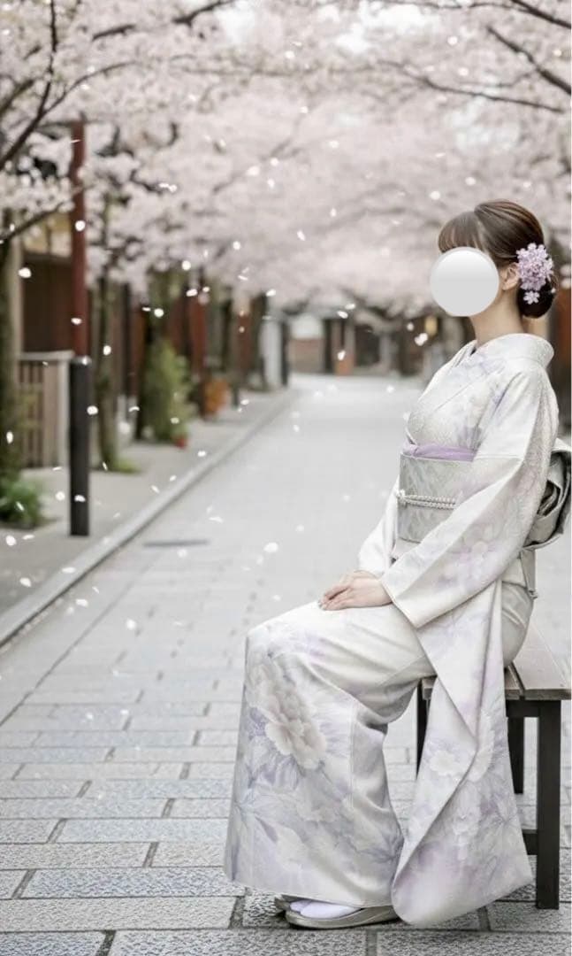 振袖セット　淡い　クリーム地　かわいい