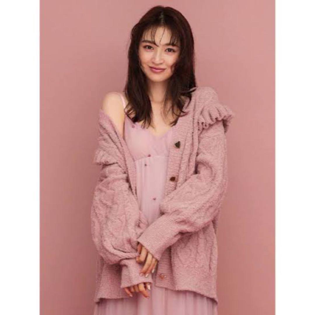 新品ジェラートピケ　アランニットフリルカーディガン